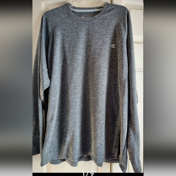Champion Gray Men' Double Dry Active Tee 2XL Long Sleeve Crew Neck Workout Sport - Picture 1 of 9